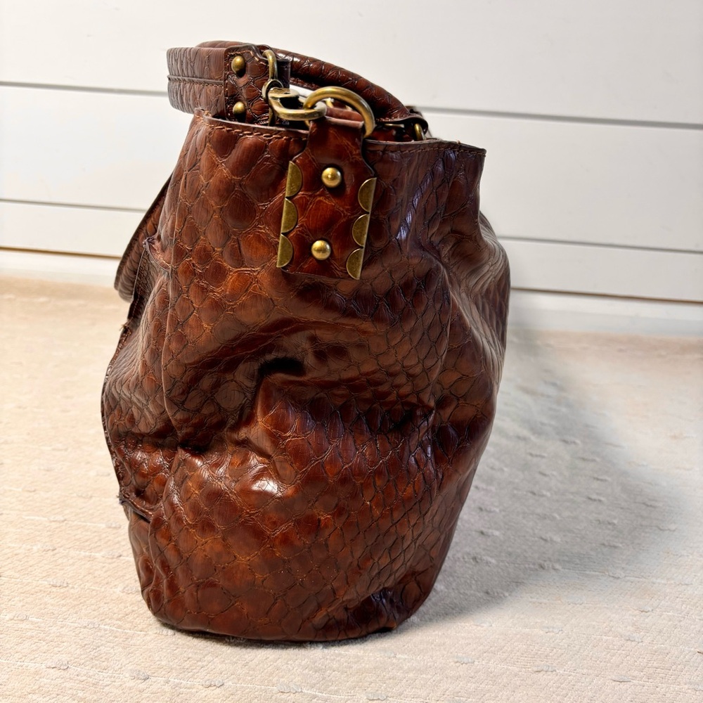 Jessica Simpson Vintage‎  Leather Brown & Purple Bag, Shoulder Bag - Picture 5 of 16